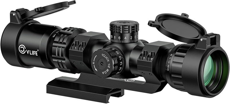 CVLIFE 2-10x32 MPVO AO Rifle Scope with Locking Turret, 5 Levels Red & Green Illumination Reticle, Parallax Adjustment, Second Focal Plane Scopes with 30mm Offset Scope Mount - Image 1